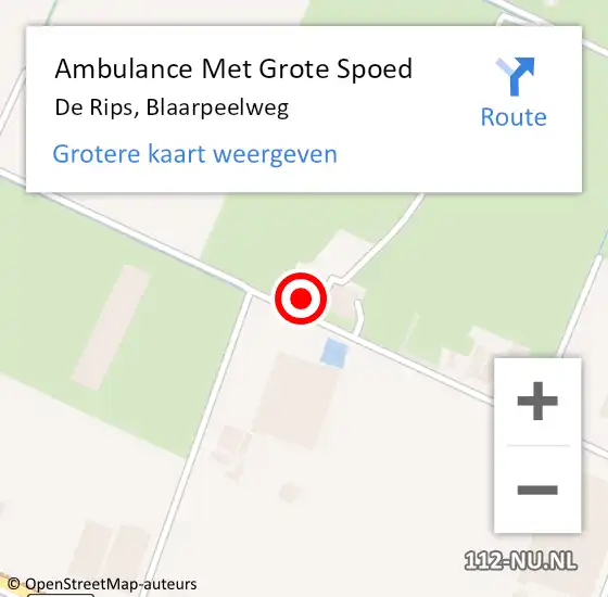 Locatie op kaart van de 112 melding: Ambulance Met Grote Spoed Naar De Rips, Blaarpeelweg op 6 december 2015 16:08