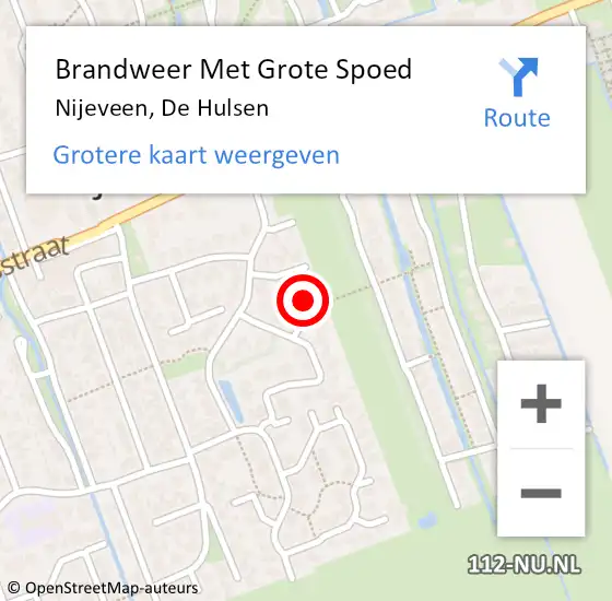 Locatie op kaart van de 112 melding: Brandweer Met Grote Spoed Naar Nijeveen, De Hulsen op 6 december 2015 16:52