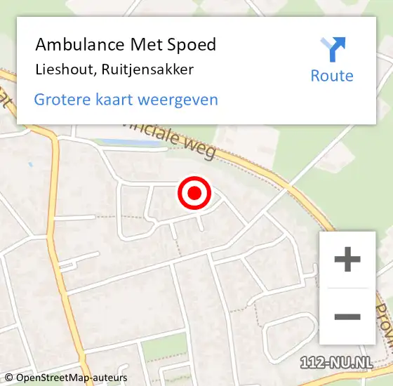 Locatie op kaart van de 112 melding: Ambulance Met Spoed Naar Lieshout, Ruitjensakker op 6 december 2015 17:02