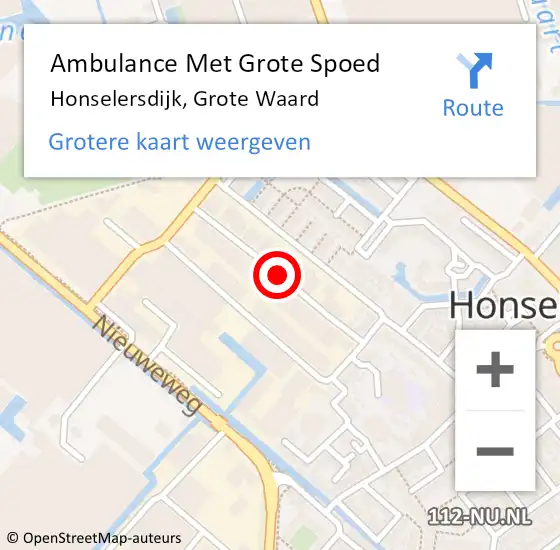 Locatie op kaart van de 112 melding: Ambulance Met Grote Spoed Naar Honselersdijk, Grote Waard op 6 december 2015 17:28