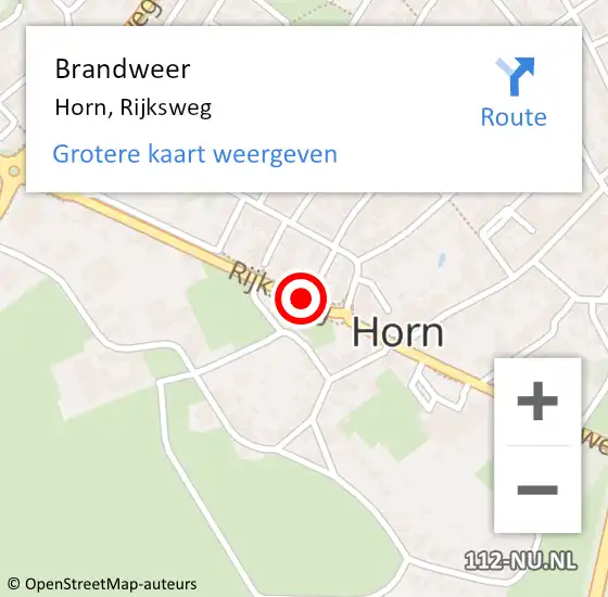 Locatie op kaart van de 112 melding: Brandweer Horn, Rijksweg op 6 december 2015 18:10