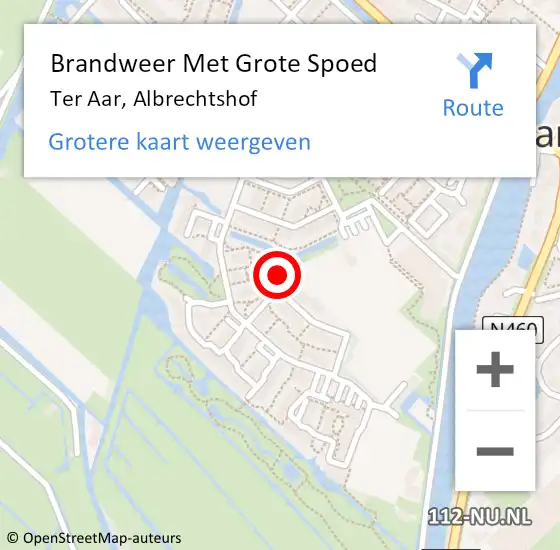 Locatie op kaart van de 112 melding: Brandweer Met Grote Spoed Naar Ter Aar, Albrechtshof op 6 december 2015 18:40