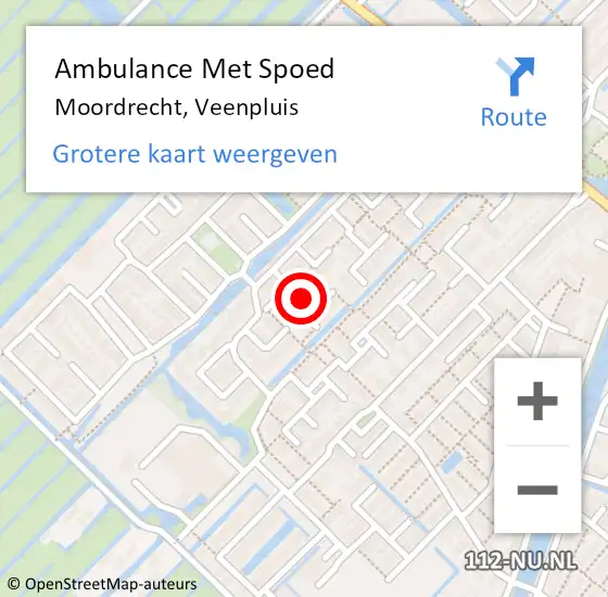 Locatie op kaart van de 112 melding: Ambulance Met Spoed Naar Moordrecht, Veenpluis op 6 december 2015 19:26