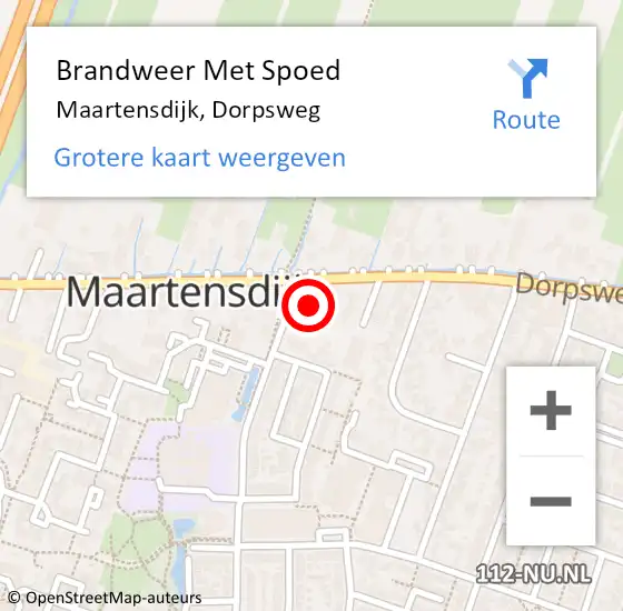 Locatie op kaart van de 112 melding: Brandweer Met Spoed Naar Maartensdijk, Dorpsweg op 6 december 2015 19:41