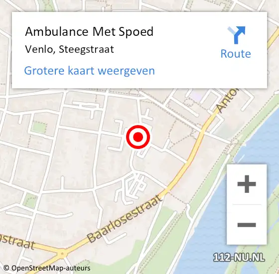 Locatie op kaart van de 112 melding: Ambulance Met Spoed Naar Venlo, Steegstraat op 6 december 2015 19:51