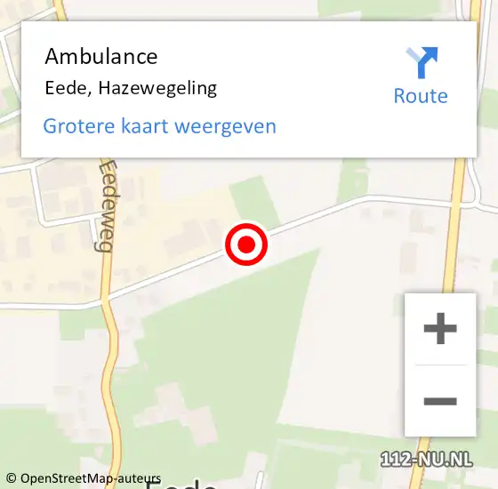 Locatie op kaart van de 112 melding: Ambulance Eede, Hazewegeling op 29 november 2013 09:15