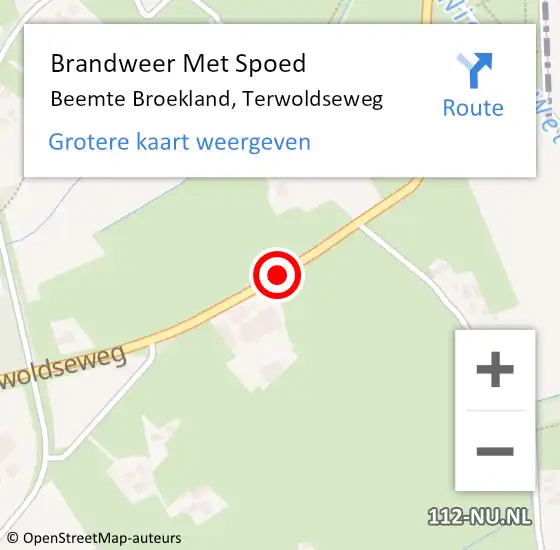 Locatie op kaart van de 112 melding: Brandweer Met Spoed Naar Beemte Broekland, Terwoldseweg op 6 december 2015 20:50