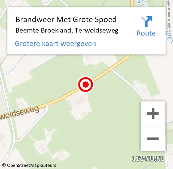 Locatie op kaart van de 112 melding: Brandweer Met Grote Spoed Naar Beemte Broekland, Terwoldseweg op 6 december 2015 20:51