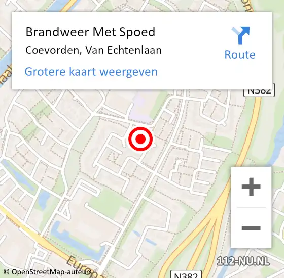 Locatie op kaart van de 112 melding: Brandweer Met Spoed Naar Coevorden, Van Echtenlaan op 6 december 2015 21:05