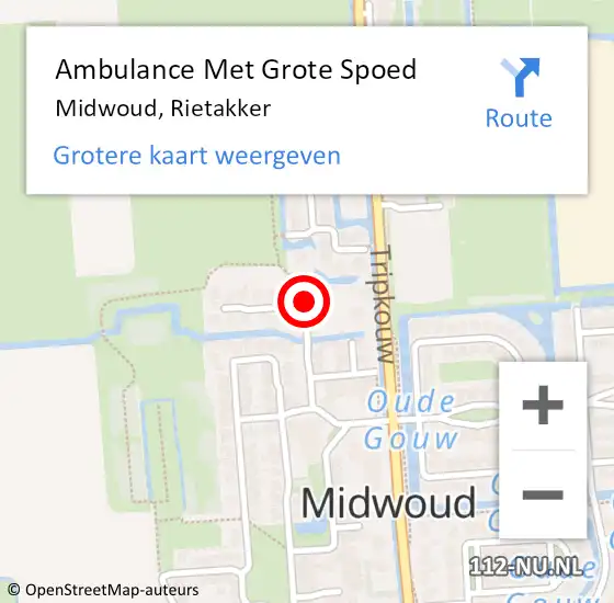 Locatie op kaart van de 112 melding: Ambulance Met Grote Spoed Naar Midwoud, Rietakker op 6 december 2015 21:14