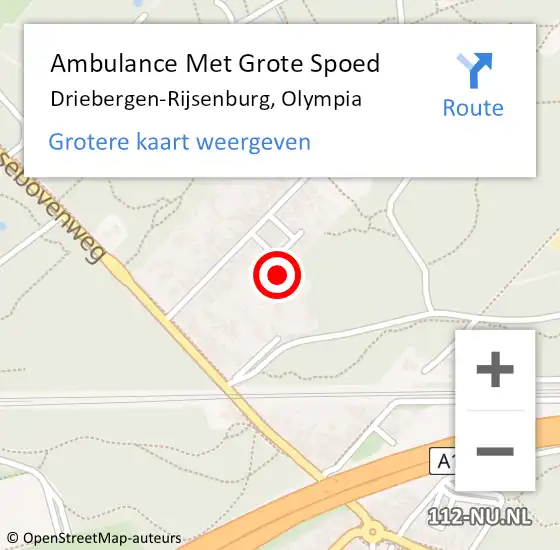 Locatie op kaart van de 112 melding: Ambulance Met Grote Spoed Naar Driebergen-Rijsenburg, Olympia op 6 december 2015 22:07