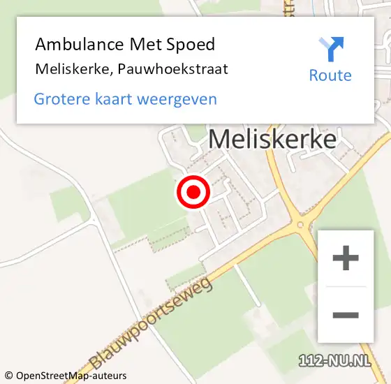 Locatie op kaart van de 112 melding: Ambulance Met Spoed Naar Meliskerke, Pauwhoekstraat op 6 december 2015 22:59