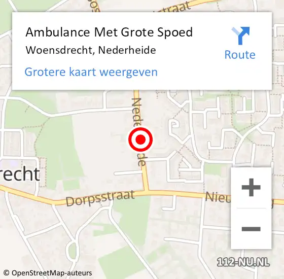 Locatie op kaart van de 112 melding: Ambulance Met Grote Spoed Naar Woensdrecht, Nederheide op 6 december 2015 23:00