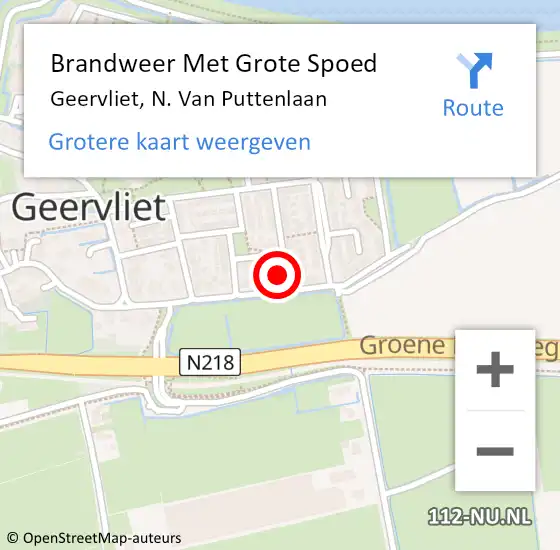 Locatie op kaart van de 112 melding: Brandweer Met Grote Spoed Naar Geervliet, N. Van Puttenlaan op 6 december 2015 23:02