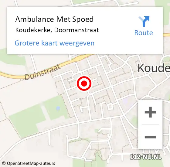 Locatie op kaart van de 112 melding: Ambulance Met Spoed Naar Koudekerke, Doormanstraat op 6 december 2015 23:05