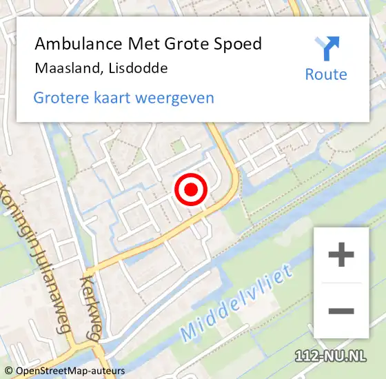 Locatie op kaart van de 112 melding: Ambulance Met Grote Spoed Naar Maasland, Lisdodde op 7 december 2015 00:53