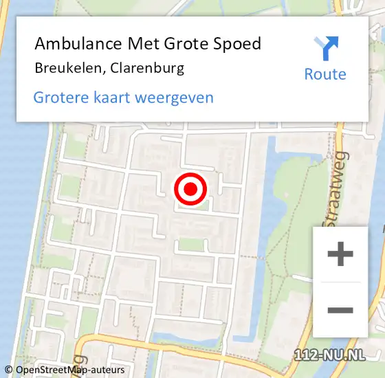 Locatie op kaart van de 112 melding: Ambulance Met Grote Spoed Naar Breukelen, Clarenburg op 7 december 2015 01:06