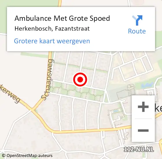 Locatie op kaart van de 112 melding: Ambulance Met Grote Spoed Naar Herkenbosch, Fazantstraat op 7 december 2015 03:04