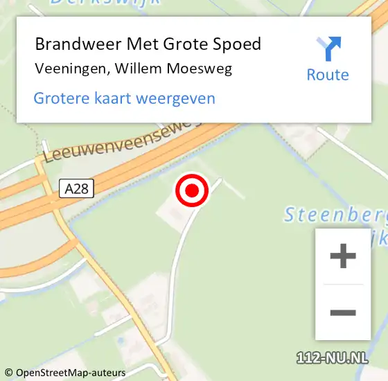 Locatie op kaart van de 112 melding: Brandweer Met Grote Spoed Naar Veeningen, Willem Moesweg op 7 december 2015 03:08