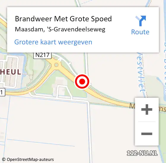 Locatie op kaart van de 112 melding: Brandweer Met Grote Spoed Naar Maasdam, 'S-Gravendeelseweg op 7 december 2015 06:32