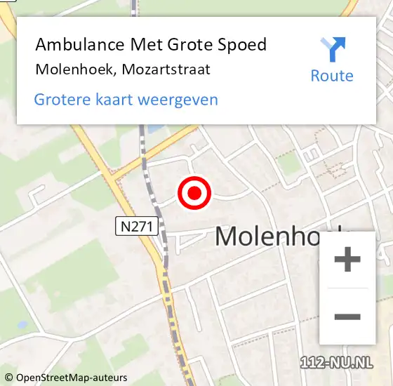 Locatie op kaart van de 112 melding: Ambulance Met Grote Spoed Naar Molenhoek, Mozartstraat op 7 december 2015 06:41