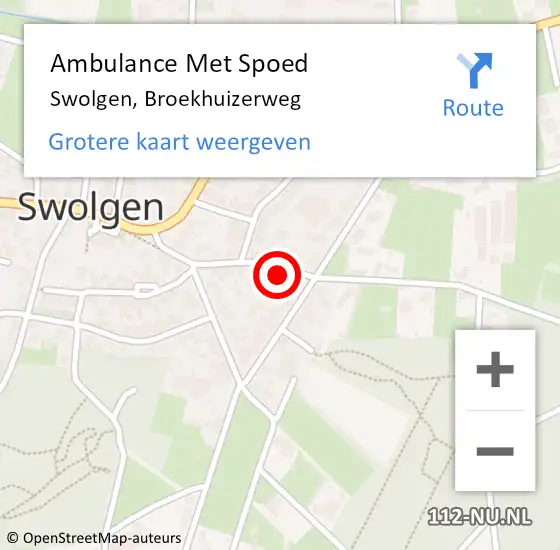 Locatie op kaart van de 112 melding: Ambulance Met Spoed Naar Swolgen, Broekhuizerweg op 7 december 2015 08:44