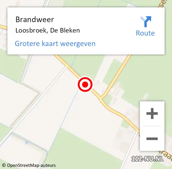 Locatie op kaart van de 112 melding: Brandweer Loosbroek, De Bleken op 29 november 2013 09:55