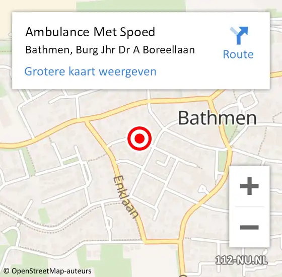 Locatie op kaart van de 112 melding: Ambulance Met Spoed Naar Bathmen, Burg Jhr Dr A Boreellaan op 7 december 2015 09:21