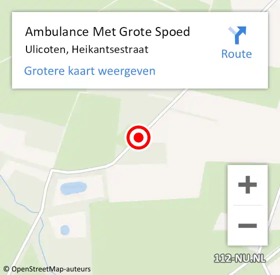 Locatie op kaart van de 112 melding: Ambulance Met Grote Spoed Naar Ulicoten, Heikantsestraat op 7 december 2015 10:32