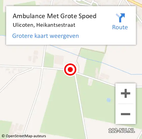 Locatie op kaart van de 112 melding: Ambulance Met Grote Spoed Naar Ulicoten, Heikantsestraat op 7 december 2015 10:35