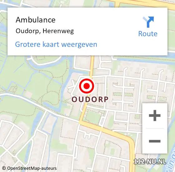 Locatie op kaart van de 112 melding: Ambulance Oudorp, Herenweg op 7 december 2015 10:55