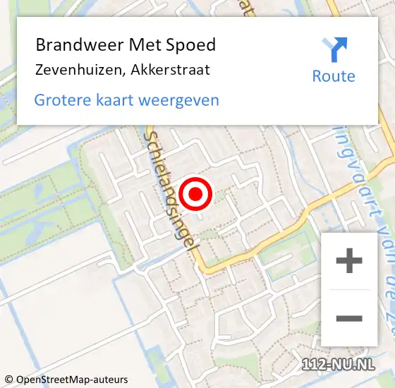 Locatie op kaart van de 112 melding: Brandweer Met Spoed Naar Zevenhuizen, Akkerstraat op 7 december 2015 11:41