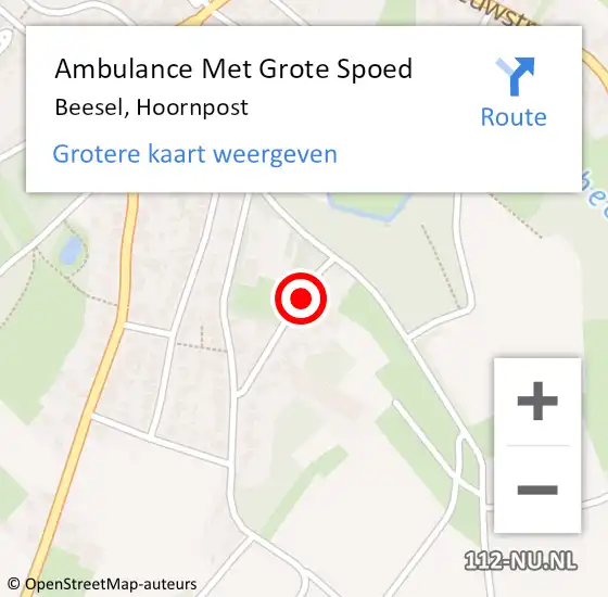 Locatie op kaart van de 112 melding: Ambulance Met Grote Spoed Naar Beesel, Hoornpost op 7 december 2015 12:26