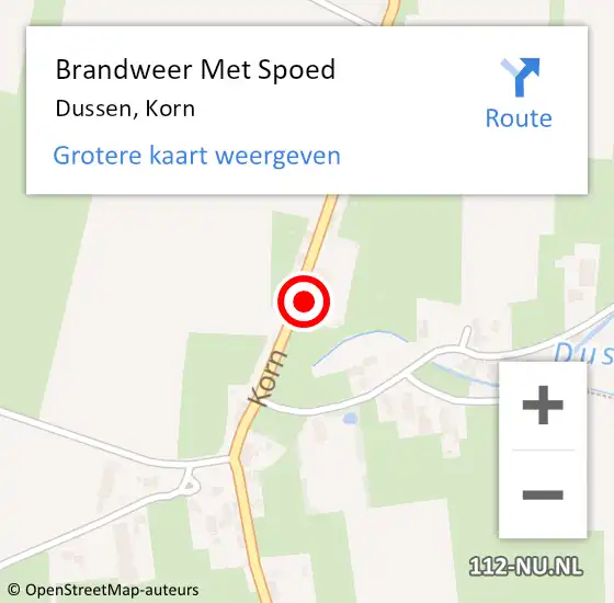 Locatie op kaart van de 112 melding: Brandweer Met Spoed Naar Dussen, Korn op 7 december 2015 12:30