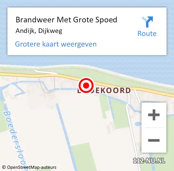 Locatie op kaart van de 112 melding: Brandweer Met Grote Spoed Naar Andijk, Dijkweg op 7 december 2015 13:30