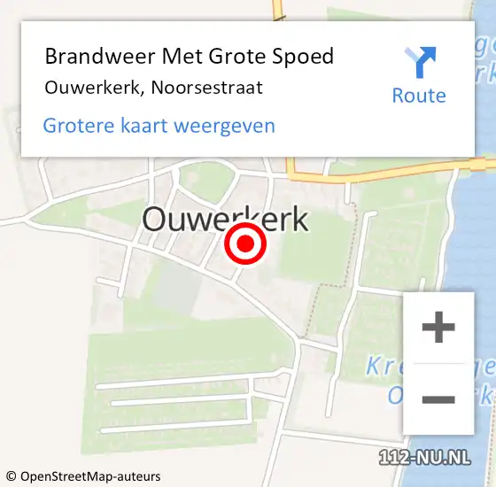 Locatie op kaart van de 112 melding: Brandweer Met Grote Spoed Naar Ouwerkerk, Noorsestraat op 7 december 2015 14:10