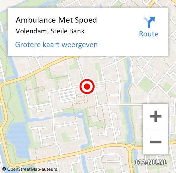 Locatie op kaart van de 112 melding: Ambulance Met Spoed Naar Volendam, Steile Bank op 7 december 2015 14:19