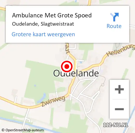 Locatie op kaart van de 112 melding: Ambulance Met Grote Spoed Naar Oudelande, Slagtweistraat op 7 december 2015 14:29