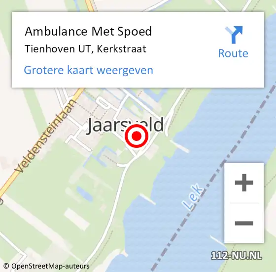 Locatie op kaart van de 112 melding: Ambulance Met Spoed Naar Tienhoven UT, Kerkstraat op 7 december 2015 14:40