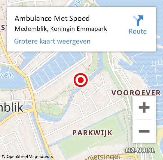 Locatie op kaart van de 112 melding: Ambulance Met Spoed Naar Medemblik, Koningin Emmapark op 7 december 2015 14:44