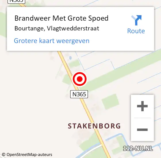 Locatie op kaart van de 112 melding: Brandweer Met Grote Spoed Naar Bourtange, Vlagtwedderstraat op 7 december 2015 14:57