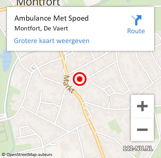 Locatie op kaart van de 112 melding: Ambulance Met Spoed Naar Montfort, De Vaert op 7 december 2015 15:07