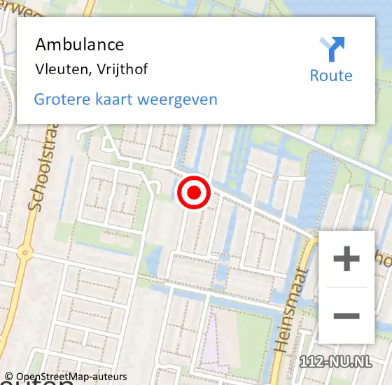 Locatie op kaart van de 112 melding: Ambulance Vleuten, Vrijthof op 7 december 2015 15:09