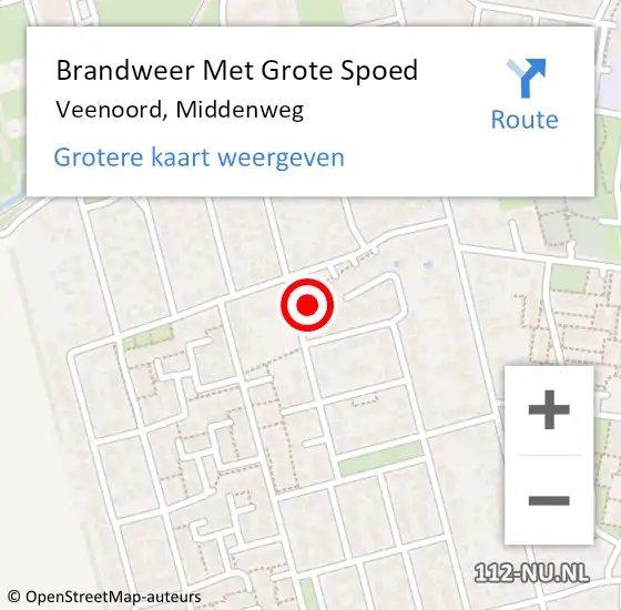 Locatie op kaart van de 112 melding: Brandweer Met Grote Spoed Naar Veenoord, Middenweg op 7 december 2015 16:18