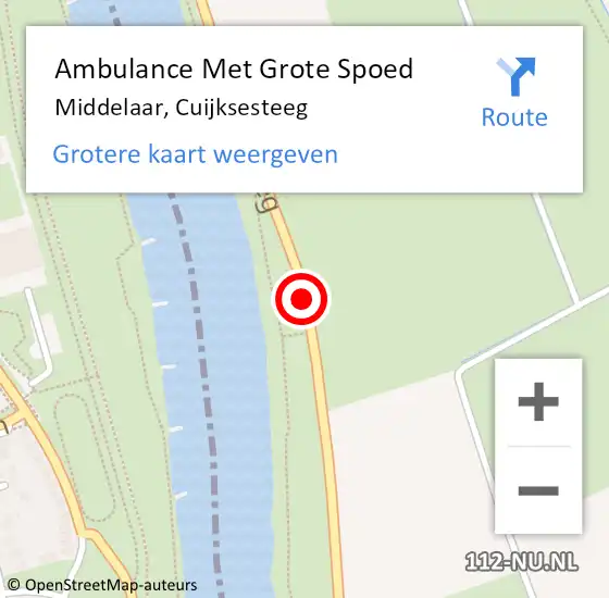 Locatie op kaart van de 112 melding: Ambulance Met Grote Spoed Naar Middelaar, Cuijksesteeg op 7 december 2015 16:55