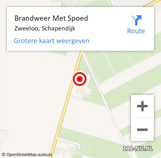 Locatie op kaart van de 112 melding: Brandweer Met Spoed Naar Zweeloo, Schapendijk op 7 december 2015 17:14