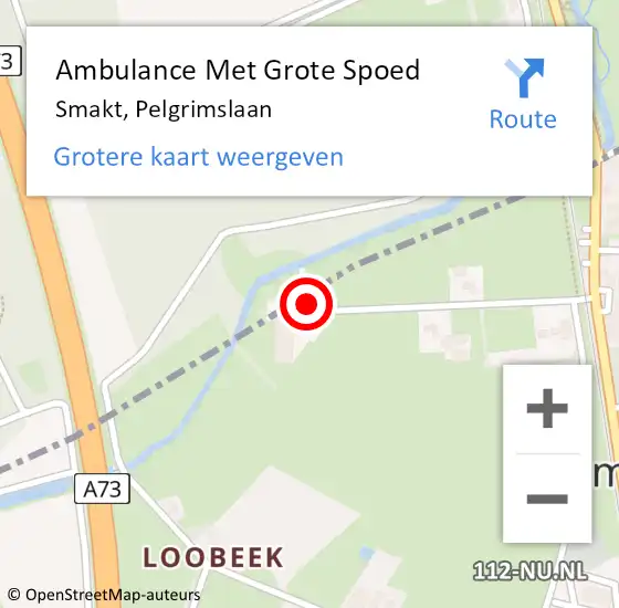 Locatie op kaart van de 112 melding: Ambulance Met Grote Spoed Naar Smakt, Pelgrimslaan op 7 december 2015 18:01