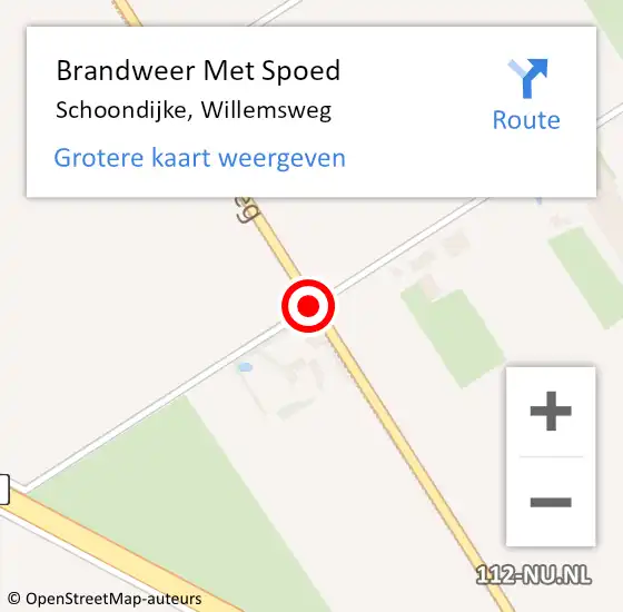 Locatie op kaart van de 112 melding: Brandweer Met Spoed Naar Schoondijke, Willemsweg op 7 december 2015 18:06