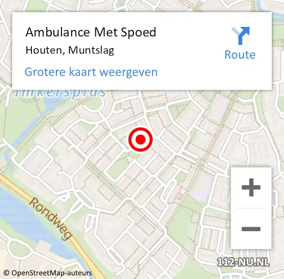 Locatie op kaart van de 112 melding: Ambulance Met Spoed Naar Houten, Muntslag op 7 december 2015 18:56