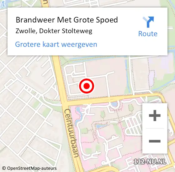 Locatie op kaart van de 112 melding: Brandweer Met Grote Spoed Naar Zwolle, Dokter Stolteweg op 7 december 2015 18:57